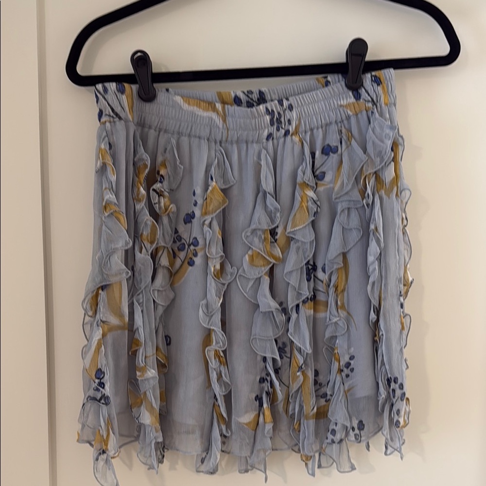 TRY B Floral Blue and Yellow Ruffle Skirt Sz M